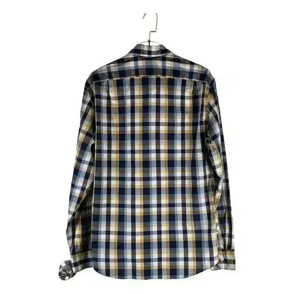 J. Crew Men’s Slim Flex Washed Button Down Oxford Shirt Size M Blue Yellow Plaid - Picture 4 of 5